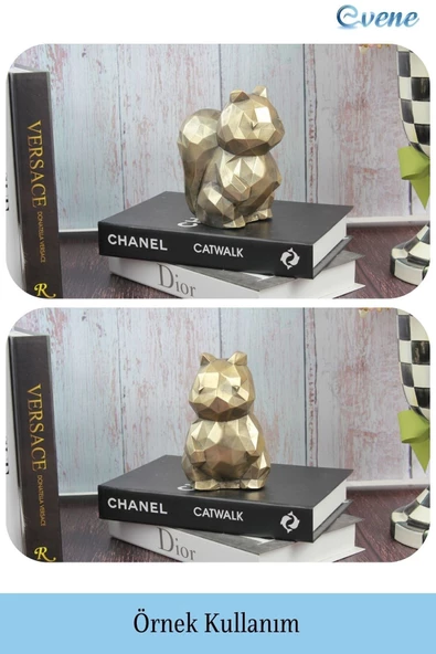 Evene Dekoratif Sincap Biblo Heykel El Yapımı Sevimli Hediyelik Süs Eşyası Poly Model Tasarım Ürünü - Resim 2