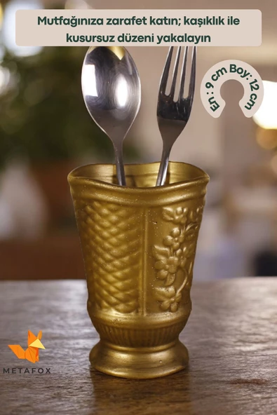METAFOX Tezgah Kaşıklık Modern Tezgah Üstü Kaşıklık Dekoratif Dik Kaşıklık Altın Eskitme Renk Model 9 - Resim 2