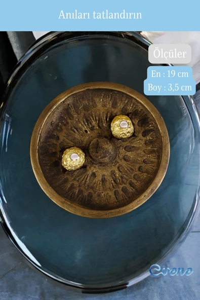 Evene Şekerlik Altın Eskitme Renk Sunumluk Drajelik Dekoratif Tabak Model 6 - Resim 2