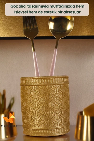 METAFOX Tezgah Kaşıklık Modern Tezgah Üstü Kaşıklık Dekoratif Dik Kaşıklık Altın Renk Model 4 - Resim 5