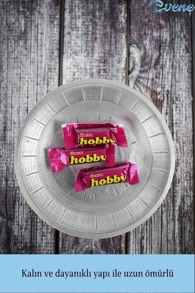 Evene Şekerlik Gümüş Renk Sunumluk Drajelik Dekoratif Tabak Model 5 - Resim 4