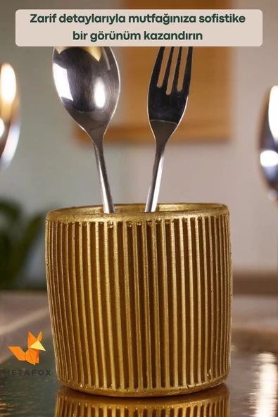 METAFOX Tezgah Kaşıklık Modern Tezgah Üstü Kaşıklık Dekoratif Dik Kaşıklık Altın Renk Model 1 - Resim 4