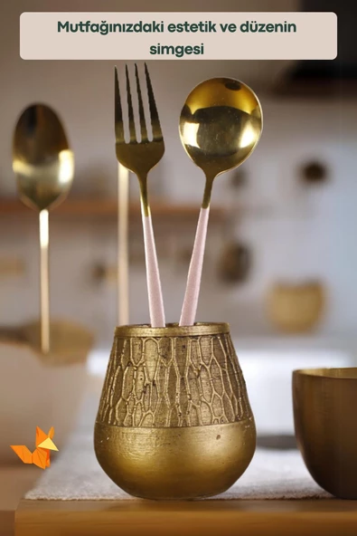 METAFOX Tezgah Kaşıklık Modern Tezgah Üstü Kaşıklık Dekoratif Dik Kaşıklık Altın Eskitme  Renk Model 3 - Resim 3