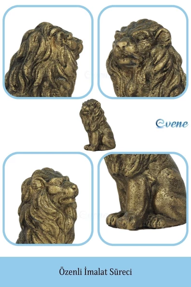 Evene Biblo Dekoratif Obje Heykel Biblo Aslan Biblo Dekoratif Süs Eşyası Altın Eskitme Renk Model 2 - 5