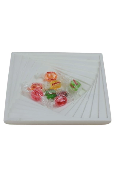 Evene Şekerlik Beyaz Renk Sunumluk Drajelik Dekoratif Tabak Model 3 ürün görseli 1