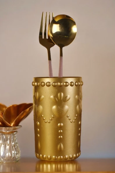 METAFOX Tezgah Kaşıklık Modern Tezgah Üstü Kaşıklık Dekoratif Dik Kaşıklık Altın Renk Model 10 ürün görseli 1