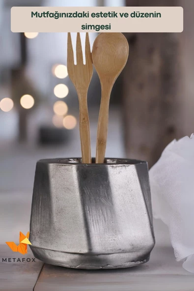 METAFOX Tezgah Kaşıklık Modern Tezgah Üstü Kaşıklık Dekoratif Dik Kaşıklık Gümüş Eskitme Renk Model 17 - Resim 3