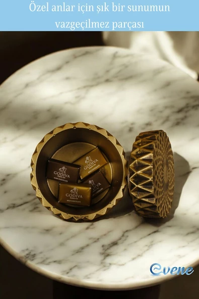 Evene Kapaklı Şekerlik Drajelik Şekerlik Altın Eskitme Renk Model 13 - Resim 6