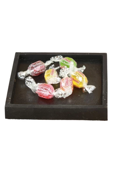 Evene Şekerlik Siyah Renk Sunumluk Drajelik Dekoratif Tabak Dörtgen Model ürün görseli