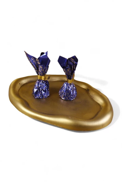 Evene Şekerlik Sunumluk Drajelik Dekoratif Tabak Altın Eskitme Renk Model 18 ürün görseli 1