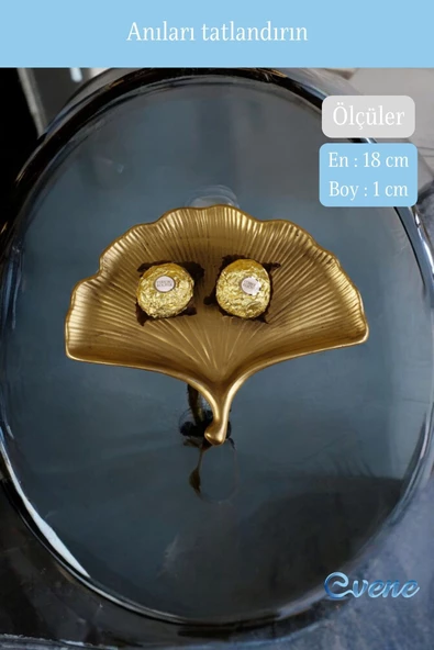 Evene Şekerlik Sunumluk Drajelik Dekoratif Tabak Altın Eskitme Renk Model 19 - Resim 2