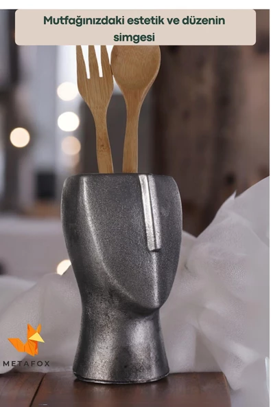 METAFOX Tezgah Kaşıklık Modern Tezgah Üstü Kaşıklık Dekoratif Dik Kaşıklık Gümüş Eskitme Renk Model 23 - Resim 3