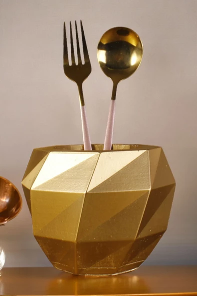 METAFOX Tezgah Kaşıklık Modern Tezgah Üstü Kaşıklık Dekoratif Dik Kaşıklık Altın Renk Model 20 ürün görseli 1