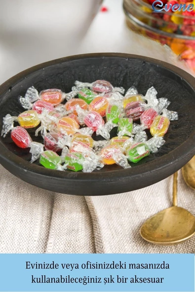 Evene Şekerlik Siyah Renk Sunumluk Drajelik Dekoratif Tabak Model 6 - Resim 3