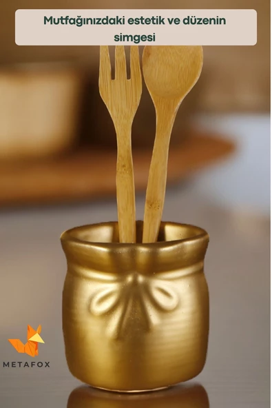METAFOX Tezgah Kaşıklık Modern Tezgah Üstü Kaşıklık Dekoratif Dik Kaşıklık Altın Renk Model 8 - Resim 3