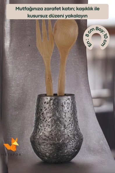 METAFOX Tezgah Kaşıklık Modern Tezgah Üstü Kaşıklık Dekoratif Dik Kaşıklık Gümüş Eskitme Renk Model 15 - Resim 2