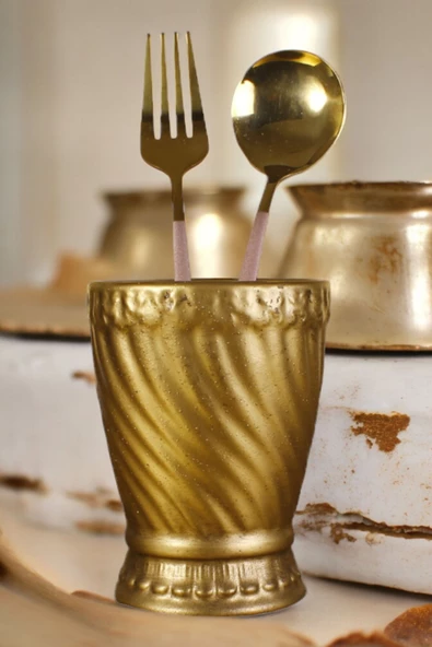 METAFOX Tezgah Kaşıklık Modern Tezgah Üstü Kaşıklık Dekoratif Dik Kaşıklık Altın Eskitme Renk Model 14 ürün görseli