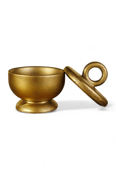 Evene Kapaklı Şekerlik Drajelik Şekerlik Altın Eskitme Renk Model 12 ürün görseli 1