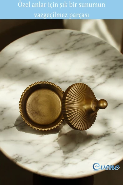 Evene Kapaklı Şekerlik Drajelik Şekerlik Altın Eskitme Renk Model 15 - Resim 6