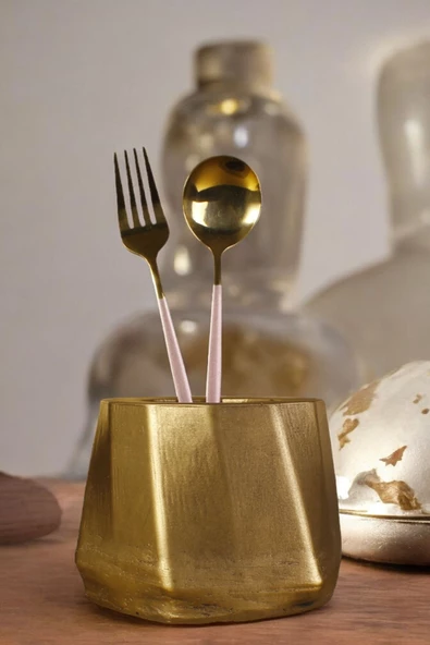 METAFOX Tezgah Kaşıklık Modern Tezgah Üstü Kaşıklık Dekoratif Dik Kaşıklık Altın Eskitme Renk Model 17 ürün görseli 1