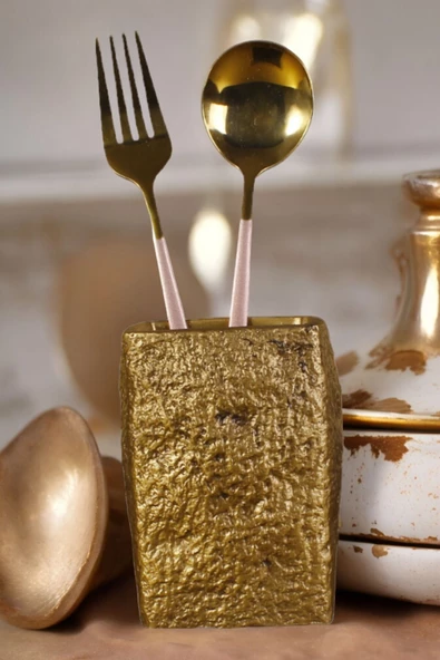 METAFOX Tezgah Kaşıklık Modern Tezgah Üstü Kaşıklık Dekoratif Dik Kaşıklık Altın Eskitme Renk Model 7 ürün görseli 1