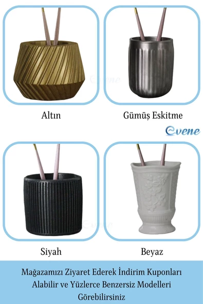 Evene Tezgah Üstü Kaşıklık Dekoratif Dik Kaşıklık Silindir Kaşıklık Siyah Renk Model 7 - Resim 5