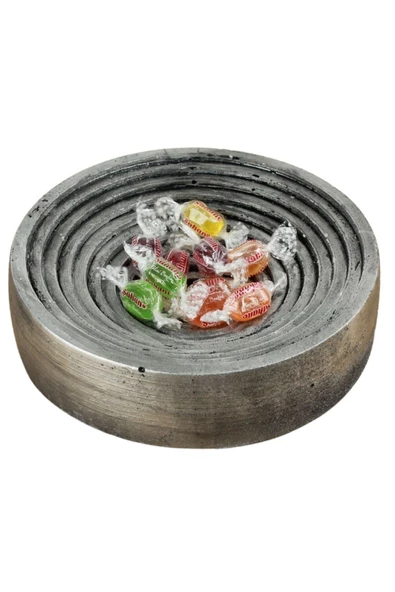 Evene Şekerlik Gümüş Eskitme Renk Sunumluk Drajelik Dekoratif Tabak Model 2 ürün görseli 1