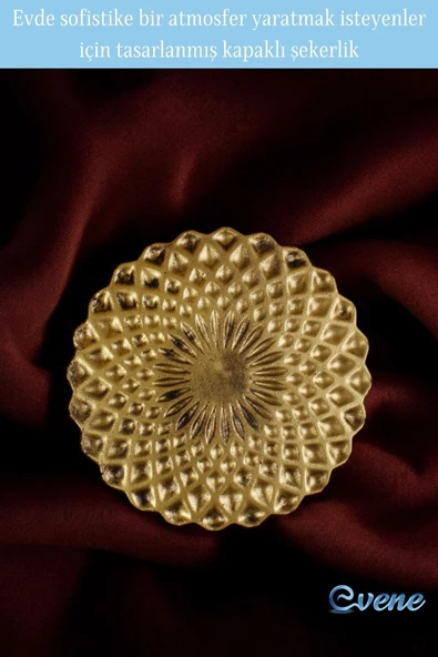 Evene Kapaklı Şekerlik Drajelik Şekerlik Altın Eskitme Renk Model 13 - Resim 4