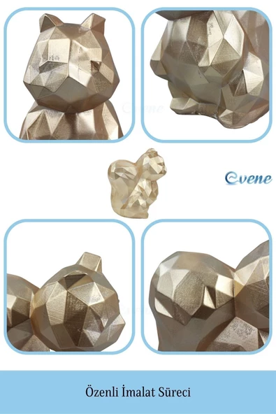 Evene Dekoratif Sincap Biblo Heykel El Yapımı Sevimli Hediyelik Süs Eşyası Poly Model Tasarım Ürünü - Resim 5