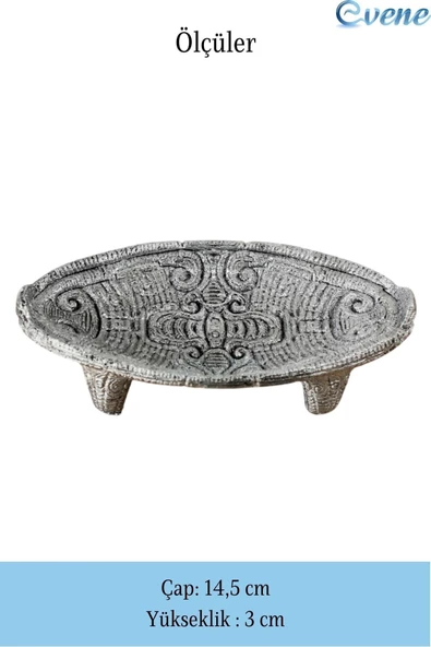 Evene Şekerlik Gümüş Eskitme Renk Sunumluk Drajelik Dekoratif Tabak Model 7 - Resim 2