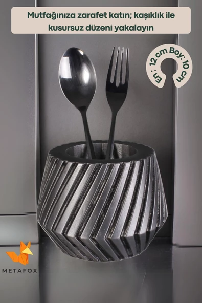 METAFOX Tezgah Kaşıklık Modern Tezgah Üstü Kaşıklık Dekoratif Dik Kaşıklık Gümüş Eskitme Renk Model 21 - Resim 2