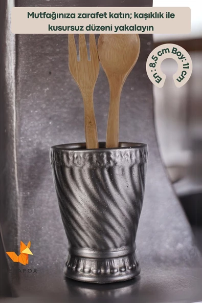 METAFOX Tezgah Kaşıklık Modern Tezgah Üstü Kaşıklık Dekoratif Dik Kaşıklık Gümüş Eskitme Renk Model 14 - Resim 2