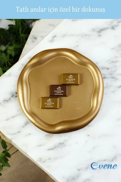 Evene Şekerlik Sunumluk Drajelik Dekoratif Tabak Altın Renk Model 17 - Resim 4