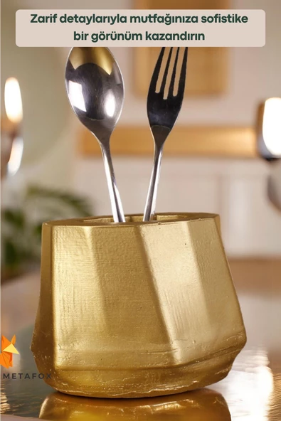 METAFOX Tezgah Kaşıklık Modern Tezgah Üstü Kaşıklık Dekoratif Dik Kaşıklık Altın Renk Model 17 - Resim 4