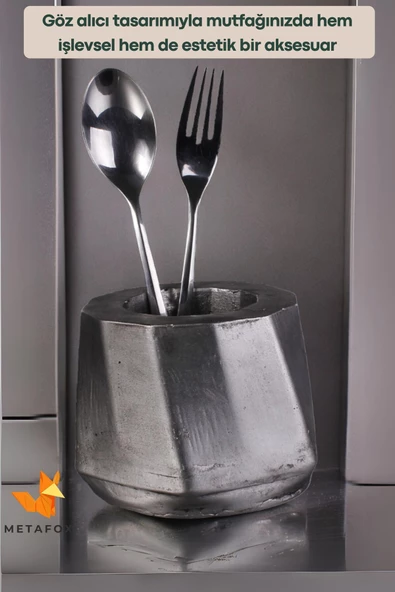 METAFOX Tezgah Kaşıklık Modern Tezgah Üstü Kaşıklık Dekoratif Dik Kaşıklık Gümüş Eskitme Renk Model 17 - Resim 5