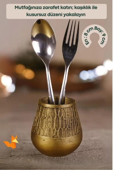 METAFOX Tezgah Kaşıklık Modern Tezgah Üstü Kaşıklık Dekoratif Dik Kaşıklık Altın Eskitme  Renk Model 3 - Resim 2