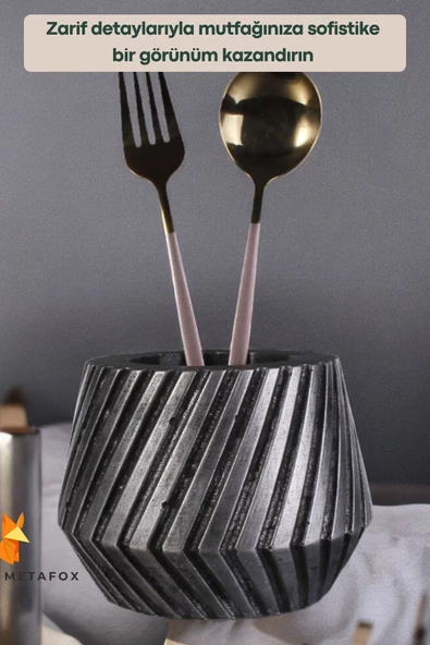 METAFOX Tezgah Kaşıklık Modern Tezgah Üstü Kaşıklık Dekoratif Dik Kaşıklık Gümüş Eskitme Renk Model 21 - Resim 4