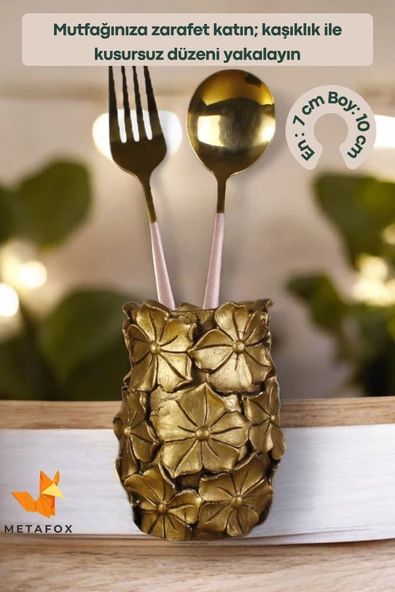 METAFOX Tezgah Kaşıklık Modern Tezgah Üstü Kaşıklık Dekoratif Dik Kaşıklık Altın Eskitme Renk Model 16 - Resim 2
