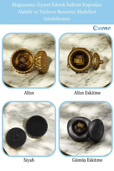 Evene Kapaklı Şekerlik Drajelik Şekerlik Gümüş Eskitme Renk Model 18 - Resim 7