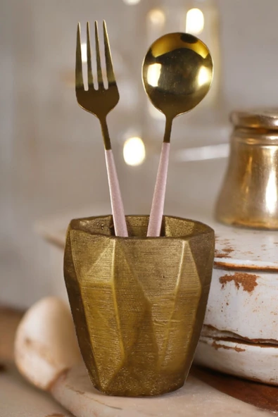 METAFOX Tezgah Kaşıklık Modern Tezgah Üstü Kaşıklık Dekoratif Dik Kaşıklık Altın Eskitme Renk Model 2 ürün görseli 1