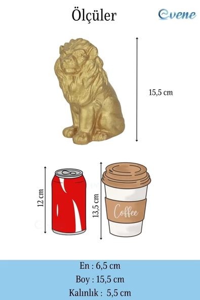 Evene Biblo Dekoratif Obje Heykel Biblo Aslan Biblo Dekoratif Süs Eşyası Altın Renk Model 2 - Resim 3