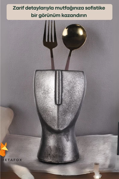 METAFOX Tezgah Kaşıklık Modern Tezgah Üstü Kaşıklık Dekoratif Dik Kaşıklık Gümüş Eskitme Renk Model 23 - Resim 4