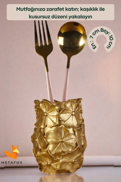 METAFOX Tezgah Kaşıklık Modern Tezgah Üstü Kaşıklık Dekoratif Dik Kaşıklık Altın  Renk Model 16 - 2