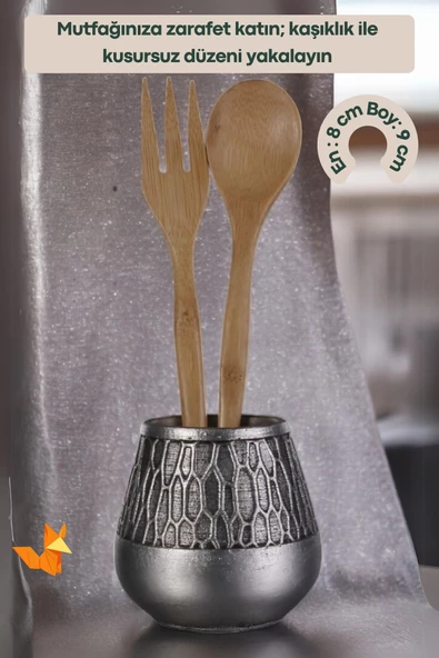 METAFOX Tezgah Kaşıklık Modern Tezgah Üstü Kaşıklık Dekoratif Dik Kaşıklık Gümüş Eskitme Renk Model 3 - Resim 2