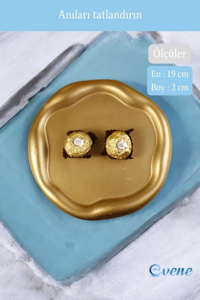 Evene Şekerlik Sunumluk Drajelik Dekoratif Tabak Altın Renk Model 17 - Resim 2