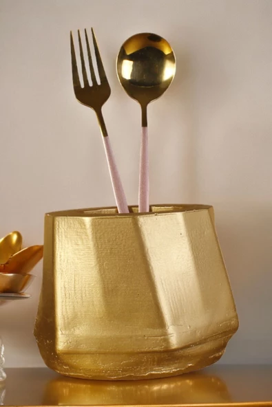 METAFOX Tezgah Kaşıklık Modern Tezgah Üstü Kaşıklık Dekoratif Dik Kaşıklık Altın Renk Model 17 ürün görseli 1
