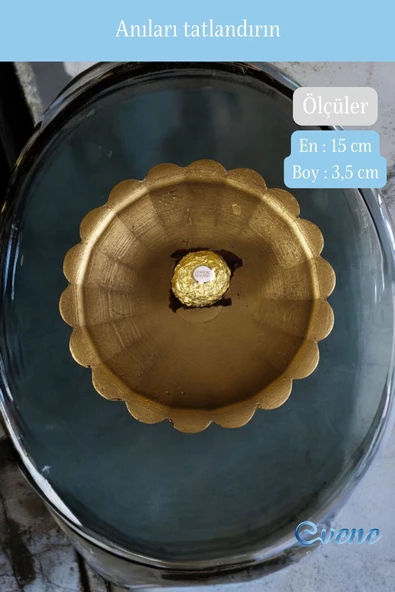 Evene Şekerlik Altın Eskitme Renk Sunumluk Drajelik Dekoratif Tabak Model 8 - Resim 3