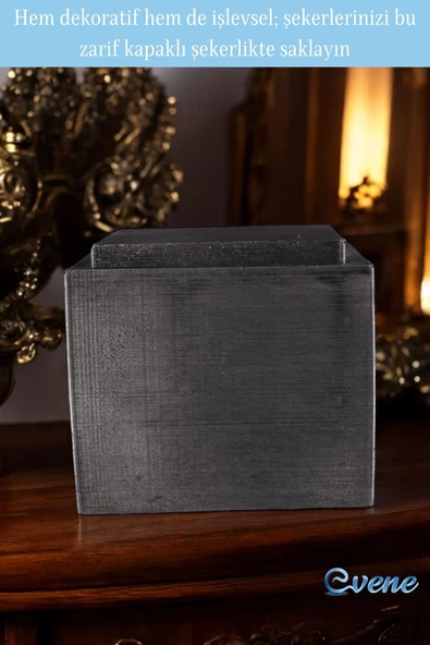 Evene Kapaklı Şekerlik Drajelik Şekerlik Gümüş Eskitme Renk Model 18 - Resim 3