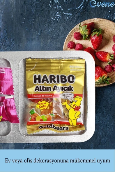 Evene Şekerlik Gümüş Renk Sunumluk Drajelik Dekoratif Tabak Üçlü Model - Resim 5