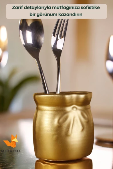 METAFOX Tezgah Kaşıklık Modern Tezgah Üstü Kaşıklık Dekoratif Dik Kaşıklık Altın Renk Model 8 - Resim 4